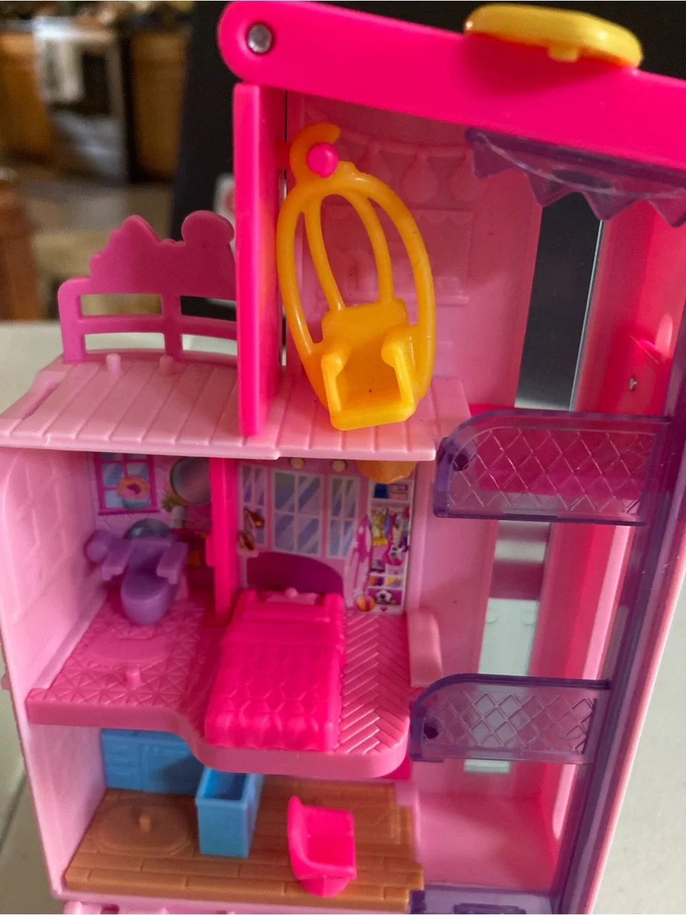 Poly Pocket Barbie Dream House Mini Playset Compact Dollhouse - Pink Mattel